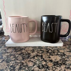 Rae Dunn Beauty and the Beast Ceramic Mugs Set